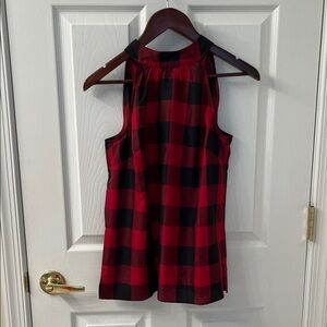 Talbots Red and Black Plaid Sleeveless Top